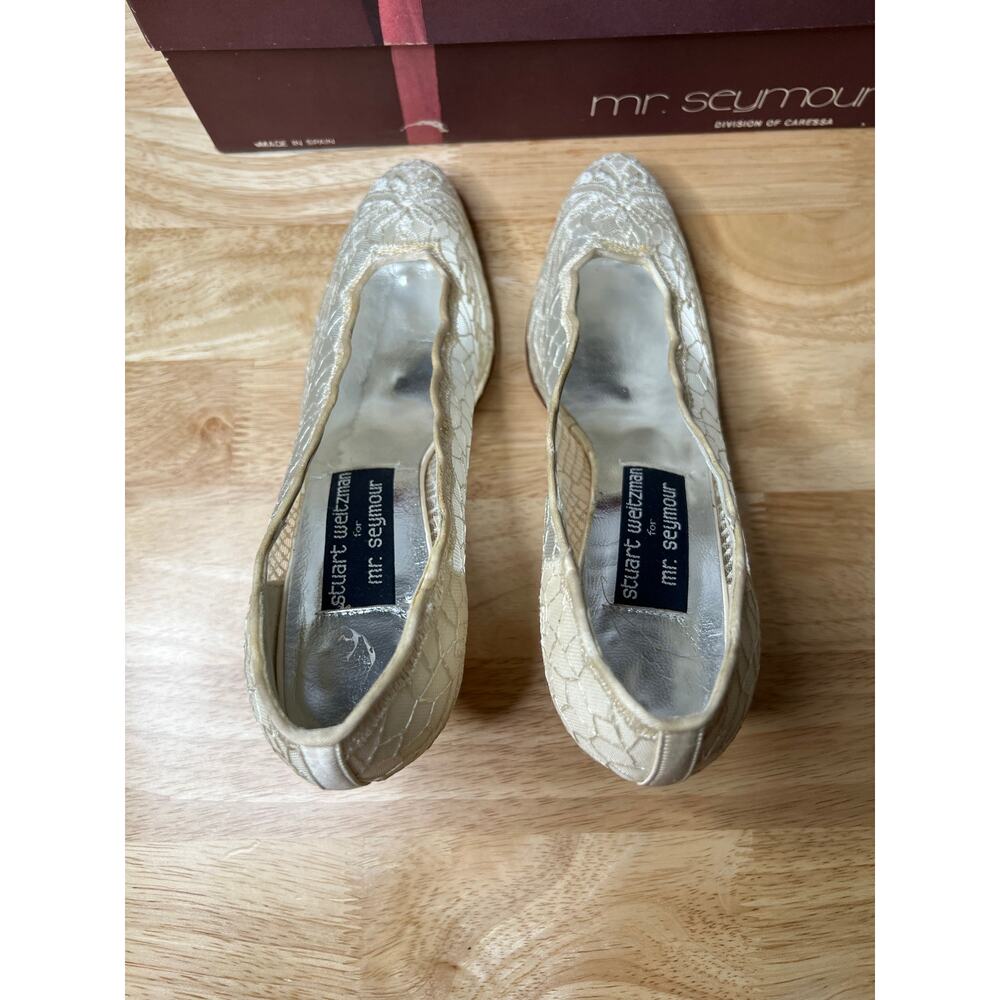 NEW Stuart Weitzman for Mr Seymour Bridal Heels White Lace Size 6.5 JL - Picture 4 of 12